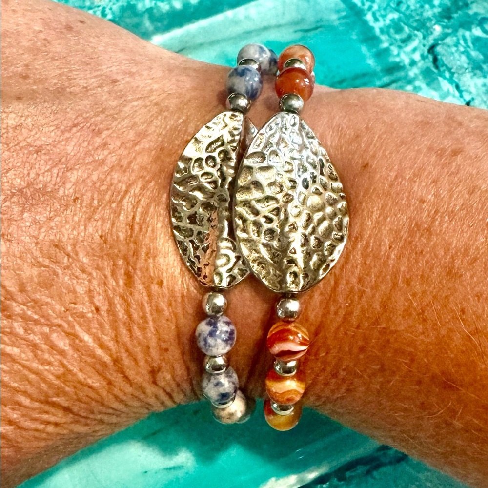 Silver and Multicolor Beaded Bracelet